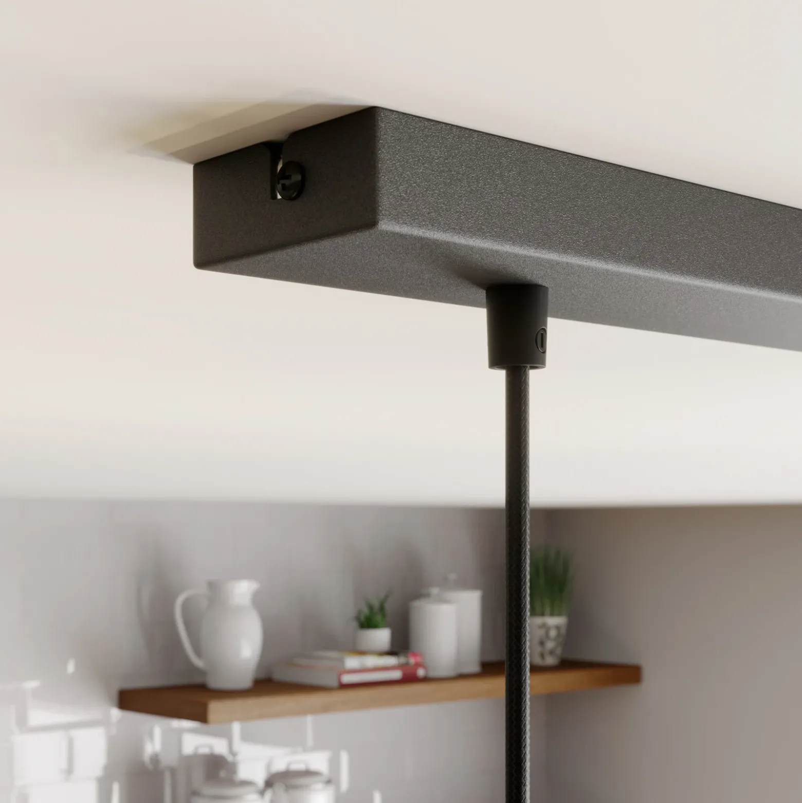 Lámpara colgante Rif, lineal, 3 luces, negro