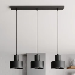 Lámpara colgante Rif, lineal, 3 luces, negro