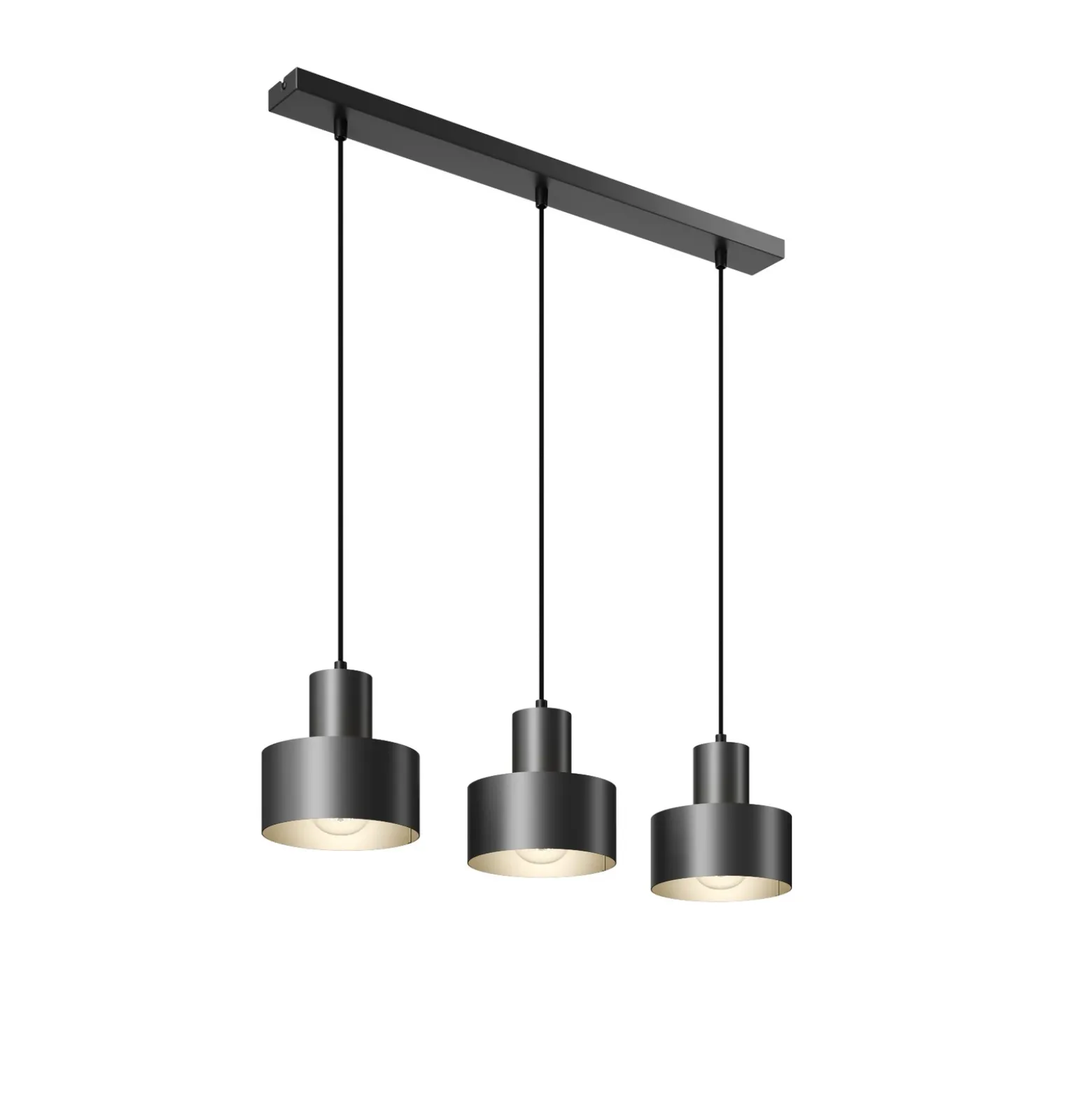 Lámpara colgante Rif, lineal, 3 luces, negro
