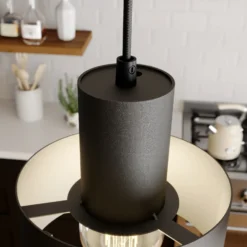 Lámpara colgante Rif, lineal, 3 luces, negro