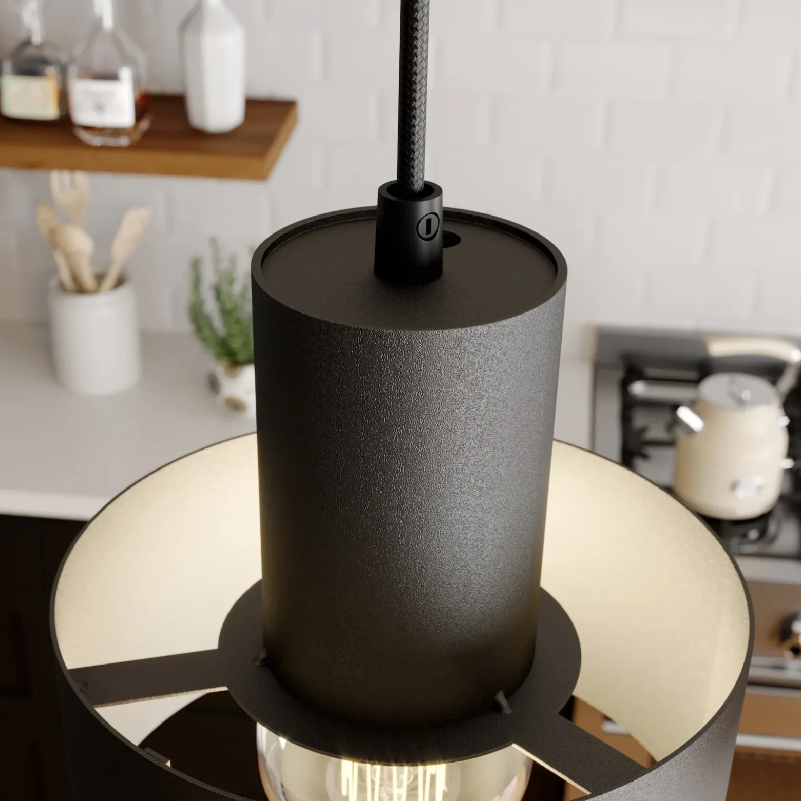 Lámpara colgante Rif, lineal, 3 luces, negro