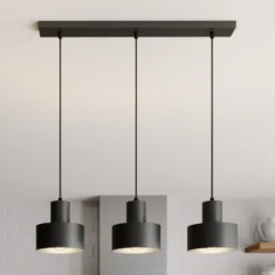 Lámpara colgante Rif, lineal, 3 luces, negro