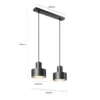 Lámpara colgante Rif, lineal, 2 luces, negro