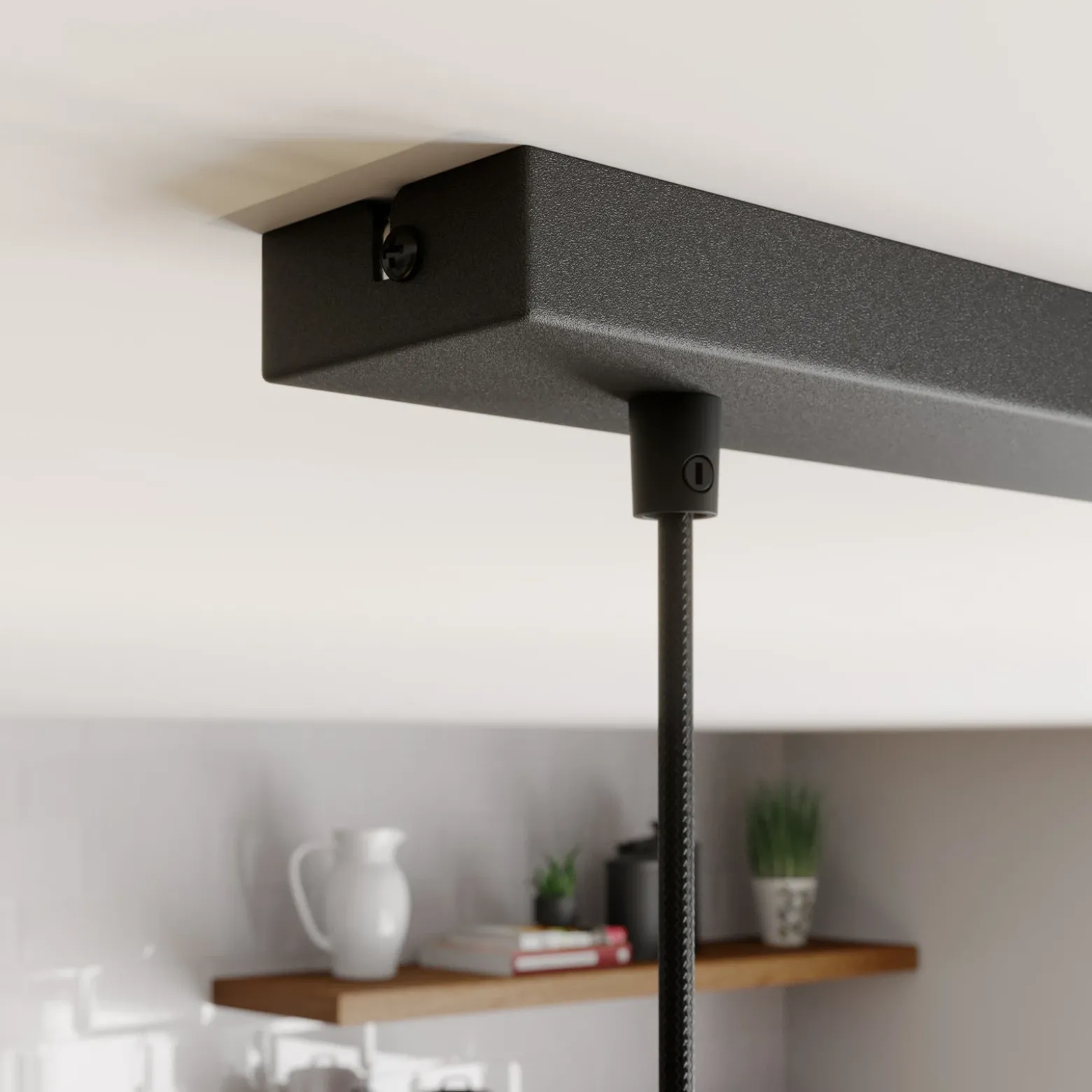 Lámpara colgante Rif, lineal, 2 luces, negro