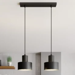 Lámpara colgante Rif, lineal, 2 luces, negro