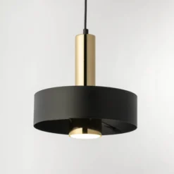 Lámpara colgante Rif Lux, negro/dorado, Ø 25 cm, acero