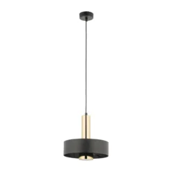 Lámpara colgante Rif Lux, negro/dorado, Ø 25 cm, acero