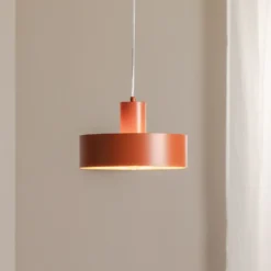 Lámpara colgante Rif M, rojo teja, 1 luz, Ø 25 cm, acero