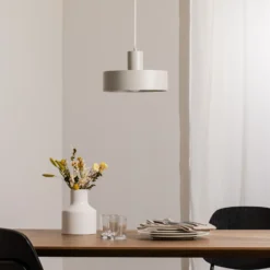 Lámpara colgante Rif M, taupe, 1 luz, Ø 25 cm, acero