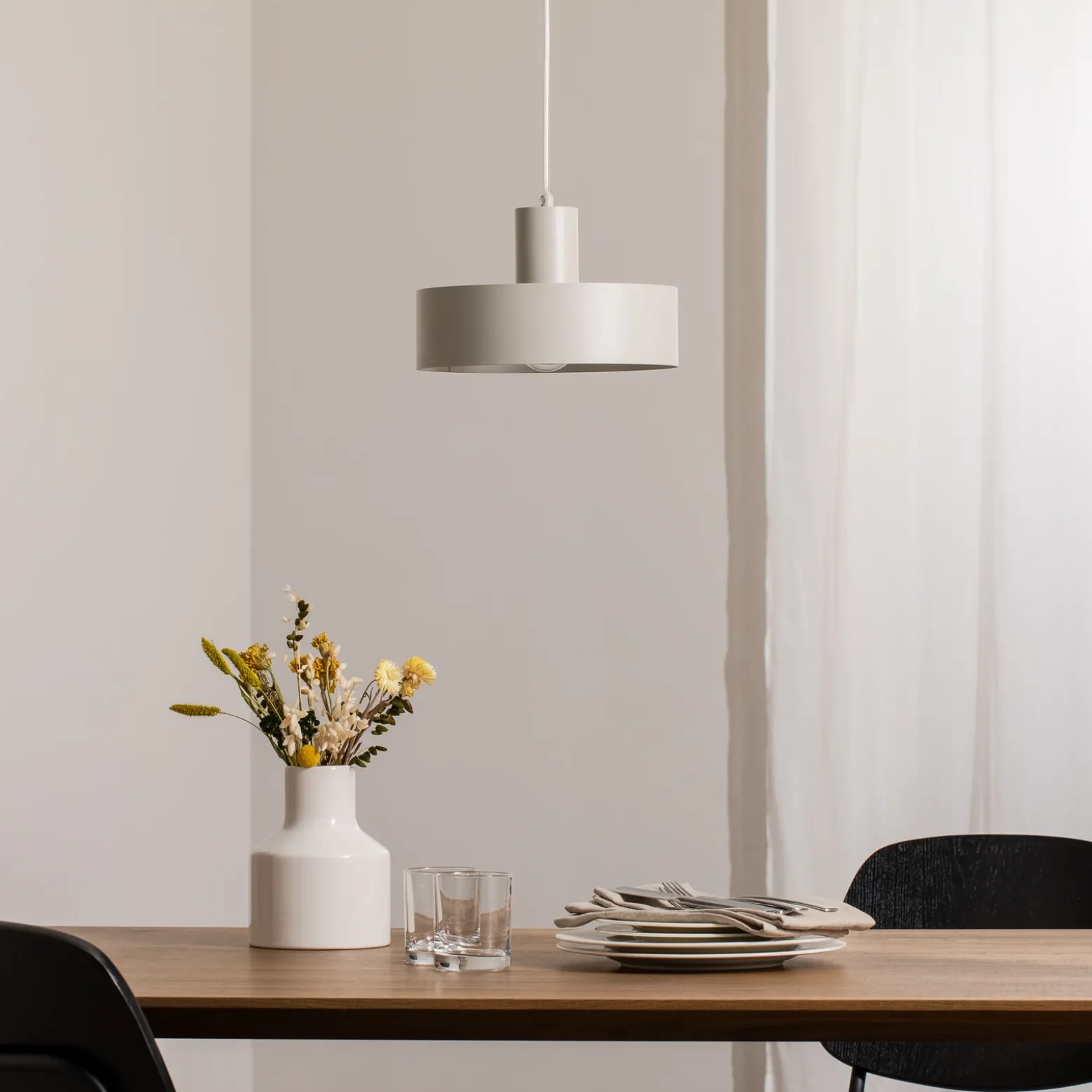 Lámpara colgante Rif M, taupe, 1 luz, Ø 25 cm, acero