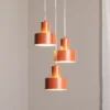 Lámpara colgante Rif 3, rojo ladrillo, redonda, 3 luces, Ø 33 cm