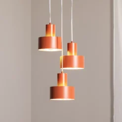 Lámpara colgante Rif 3, rojo ladrillo, redonda, 3 luces, Ø 33 cm
