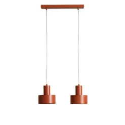 Lámpara colgante Rif 2, rojo ladrillo, 2 luces, lineal, acero