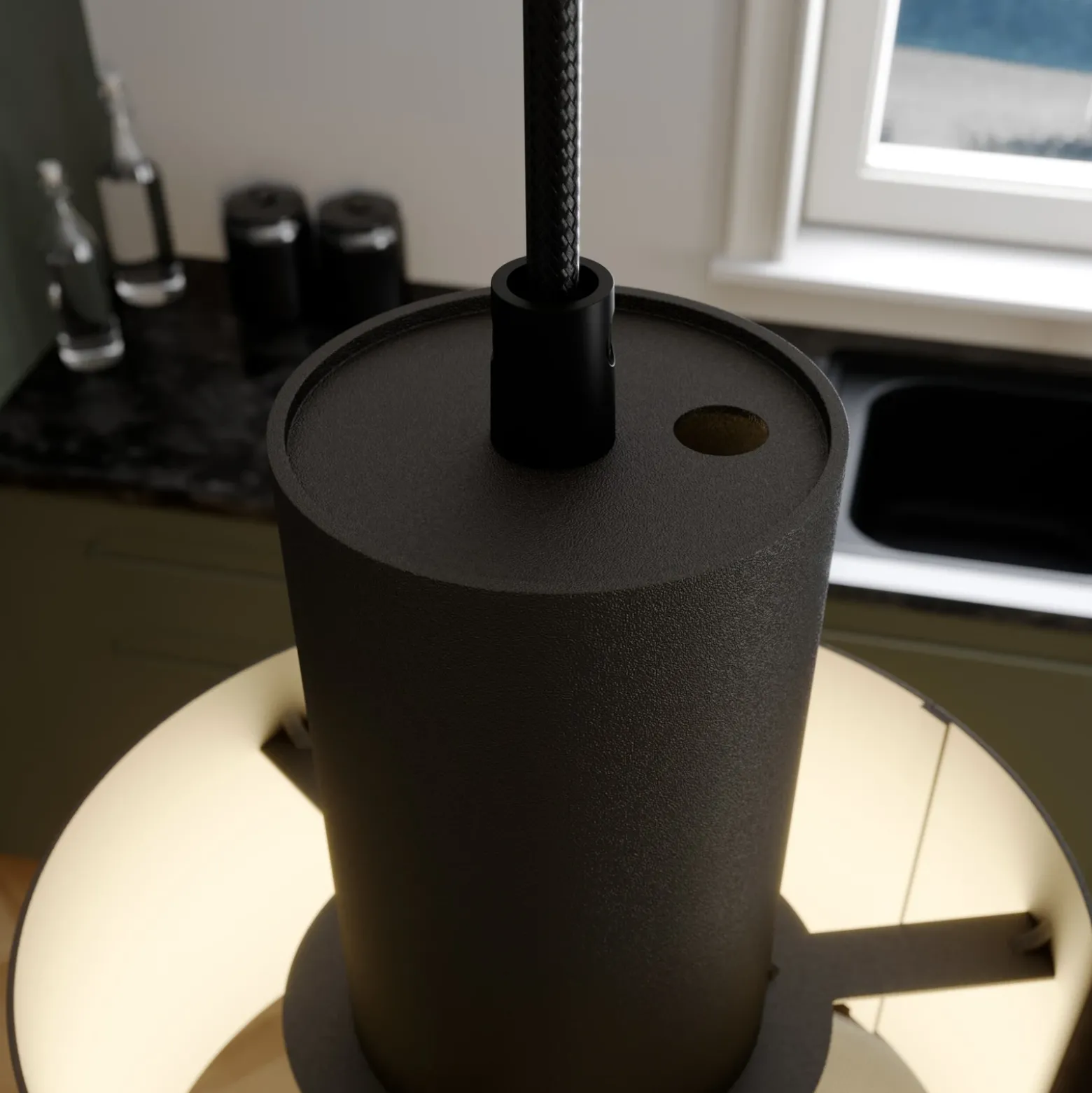 Lámpara colgante Rif, rotunda de 3 luces, negro