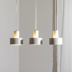Lámpara colgante Rif 3, taupe, 3 luces, lineal, acero