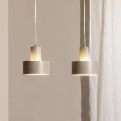 Lámpara colgante Rif 2, taupe, 2 luces, lineal, acero