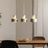 Lámpara colgante Rif 3, taupe, 3 luces, lineal, acero