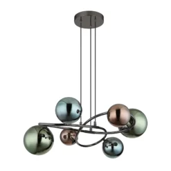 Lámpara colgante Riha, Ø 65 cm, multicolor, vidrio/metal, 6 luces.