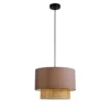 Lámpara colgante Rika, Ø 34 cm, gris/color natural, tela/ratán