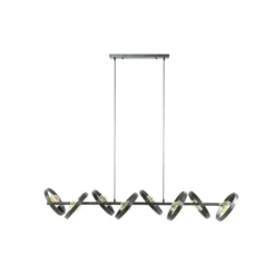 Lámpara colgante Ringelbach, 8 luces, antracita, anillos giratorios