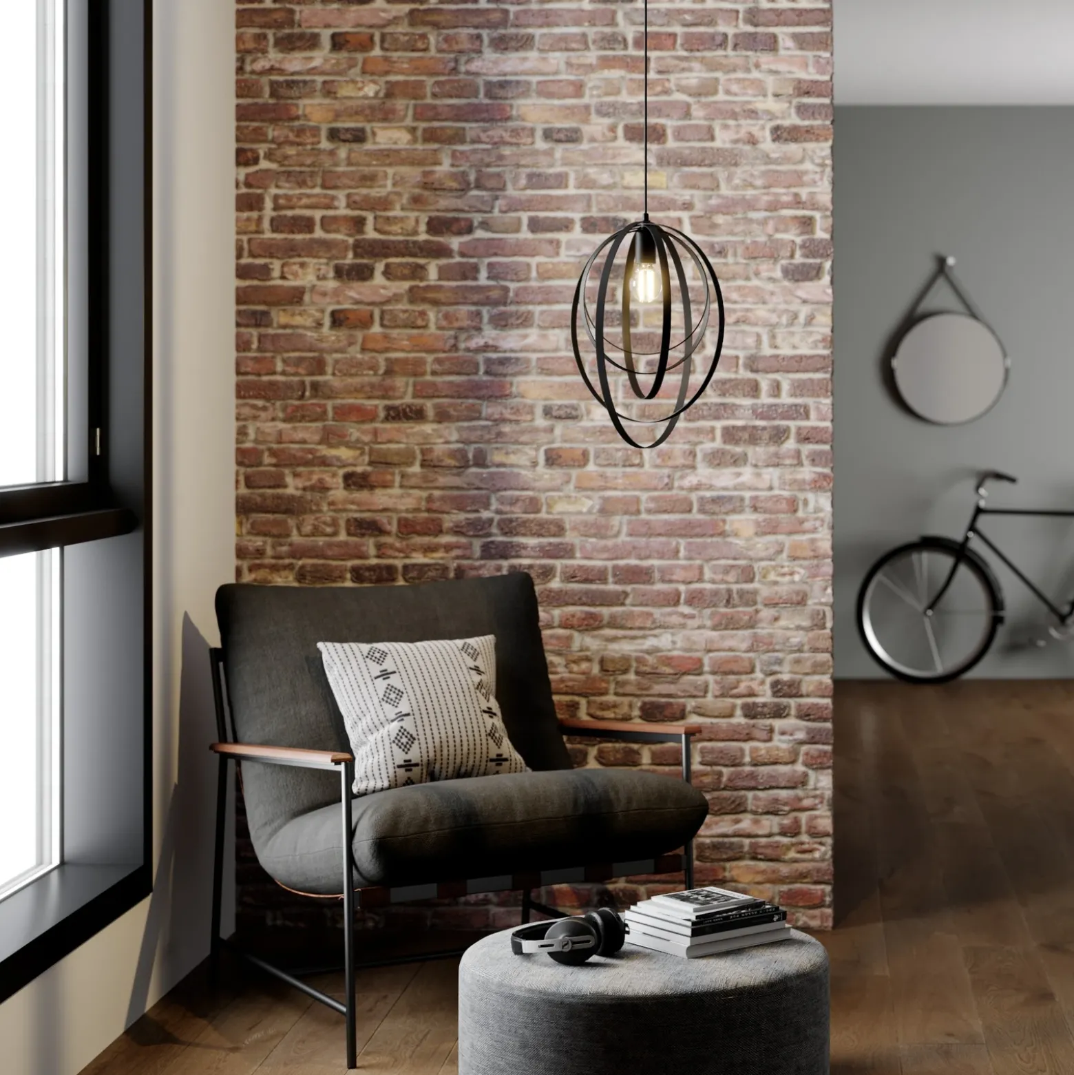 Lámpara colgante Ringo, 1 luz, negro