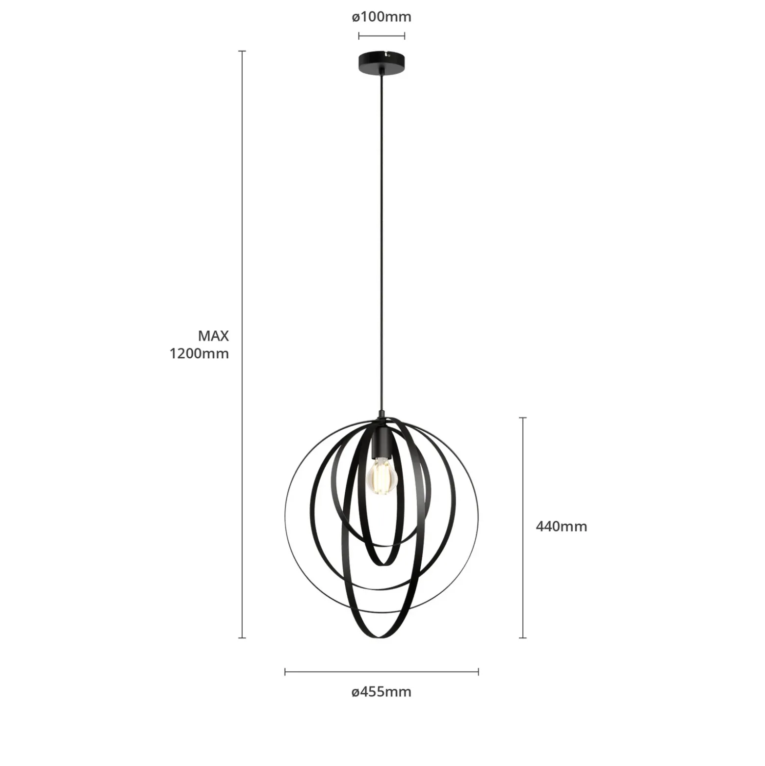 Lámpara colgante Ringo, 1 luz, negro