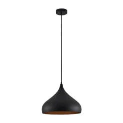 Lámpara colgante Ritana de Lindby, negro y dorado, metal, Ø 31 cm, E27