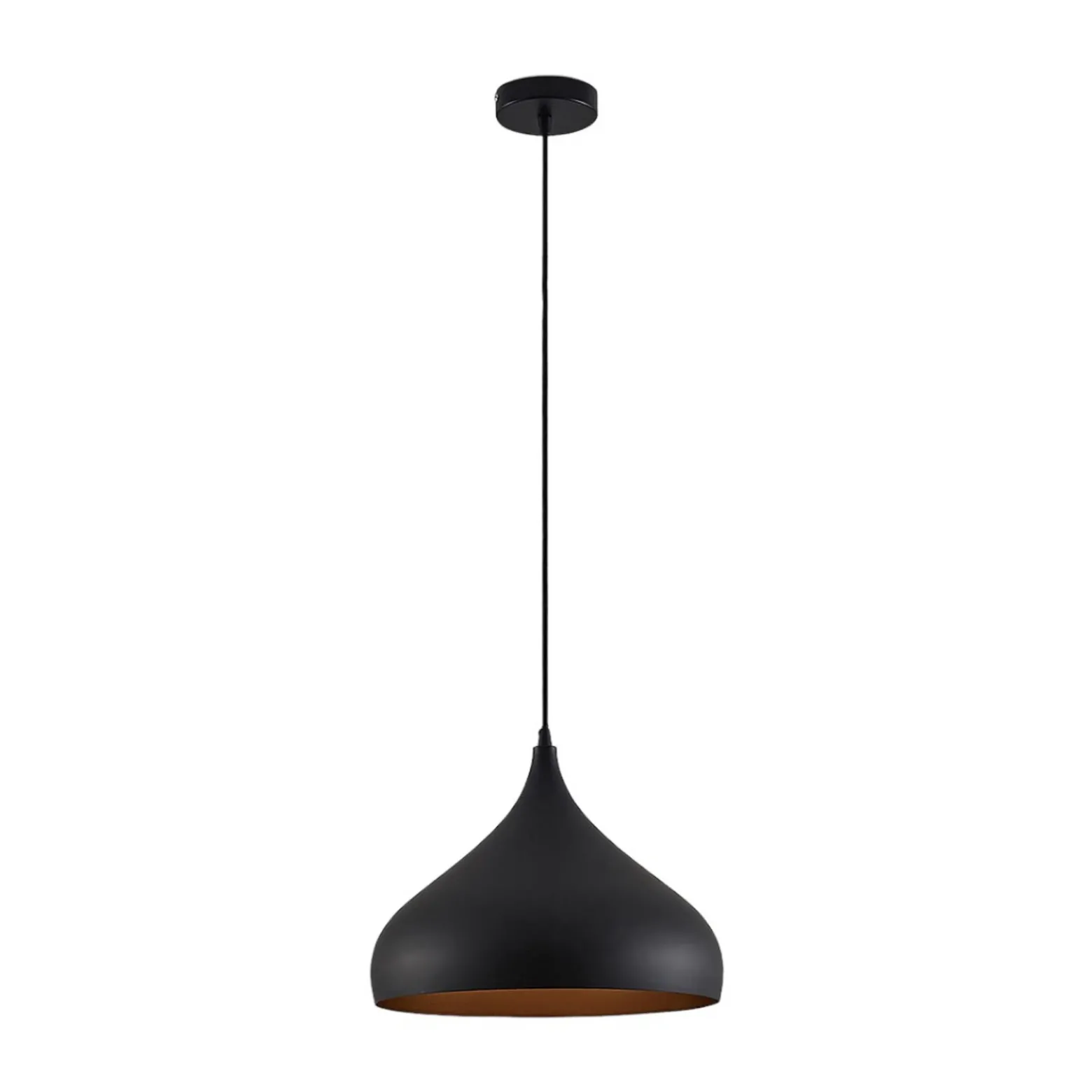 Lámpara colgante Ritana de Lindby, negro y dorado, metal, Ø 31 cm, E27