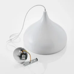 Lámpara colgante Ritana de Lindby, blanca, metal, Ø 31 cm, E27