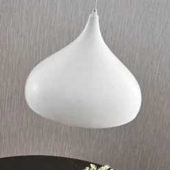 Lámpara colgante Ritana de Lindby, blanca, metal, Ø 31 cm, E27