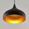 Lámpara colgante Ritana de Lindby, juego de 2, negro y dorado, metal, E27