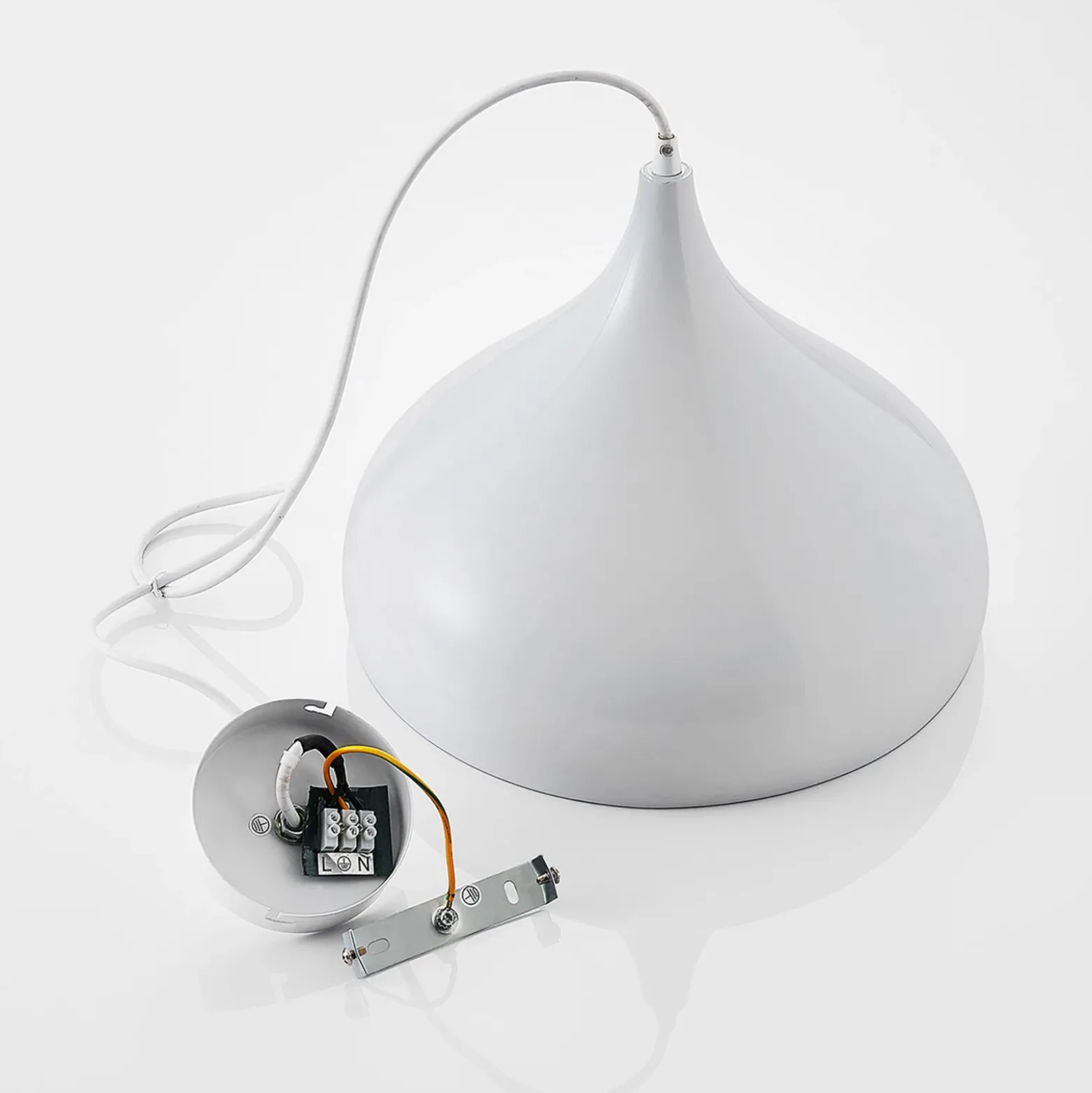 Lámpara colgante Ritana de Lindby, blanca, metal, Ø 31 cm, E27
