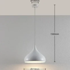 Lámpara colgante Ritana de Lindby, blanca, metal, Ø 31 cm, E27