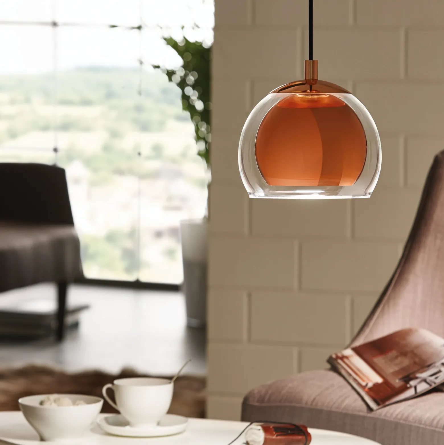 Lámpara colgante Rocamar 1 luz en cobre