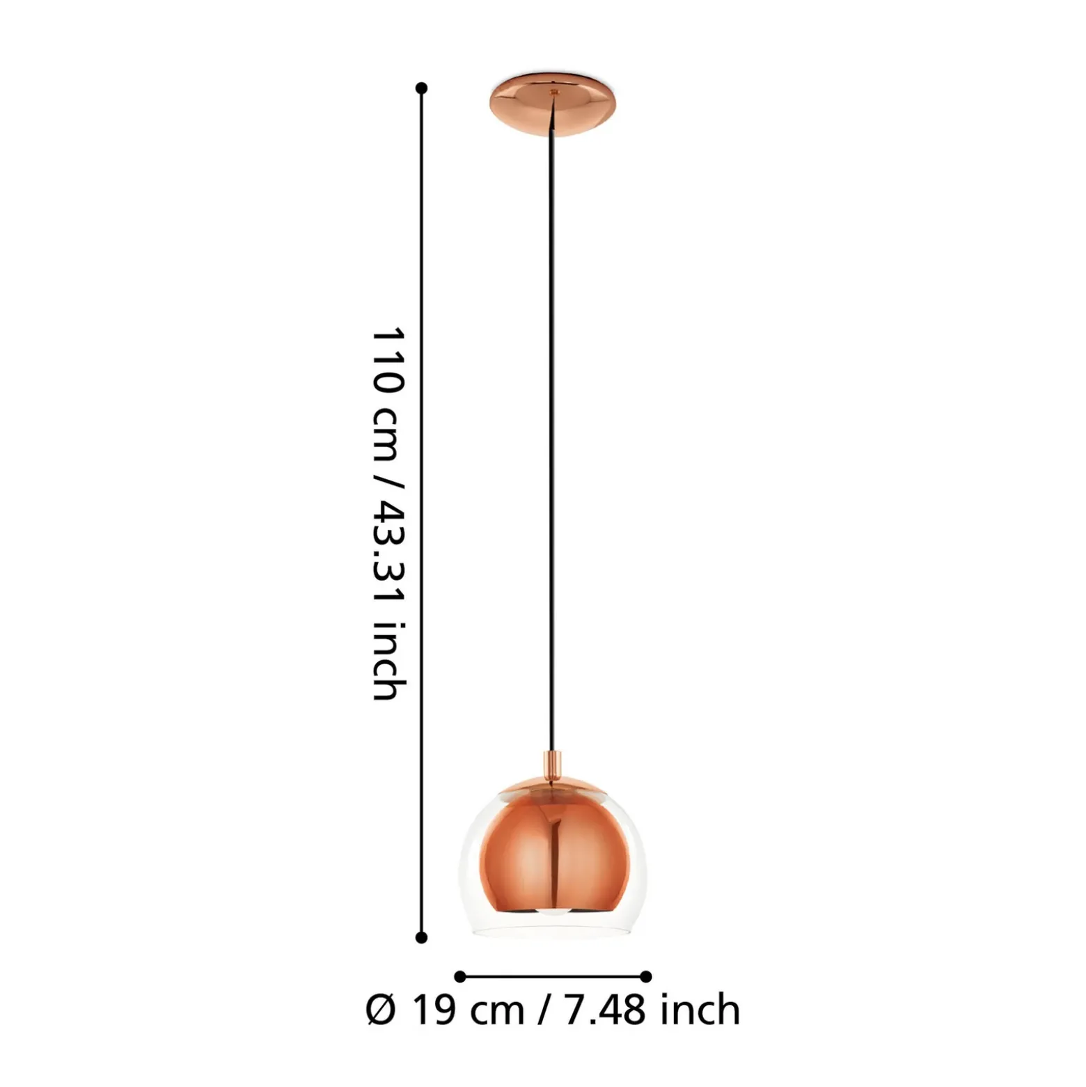 Lámpara colgante Rocamar 1 luz en cobre