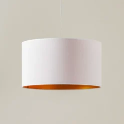 Lámpara colgante Roller, blanco/dorado, Ø 45 cm