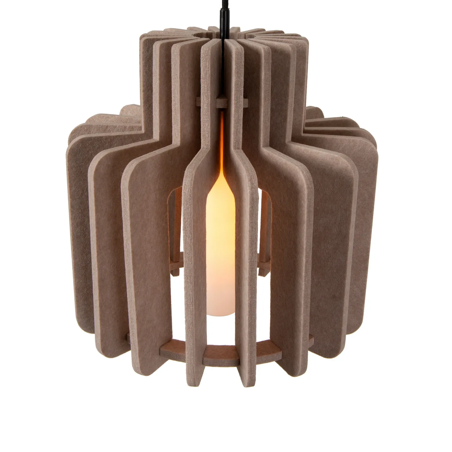 Lámpara colgante Rollo, gris topo, Ø 40 cm, tela/metal/vidrio
