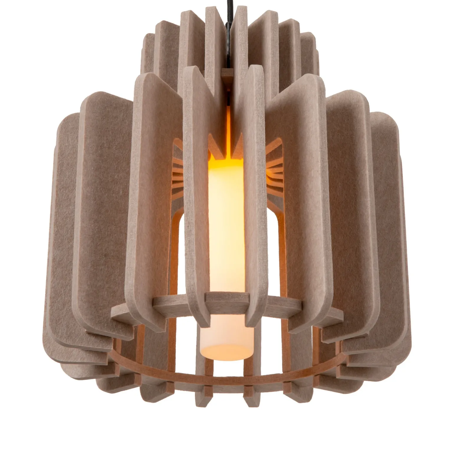 Lámpara colgante Rollo, gris topo, Ø 40 cm, tela/metal/vidrio