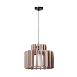 Lámpara colgante Rollo, gris topo, Ø 40 cm, tela/metal/vidrio