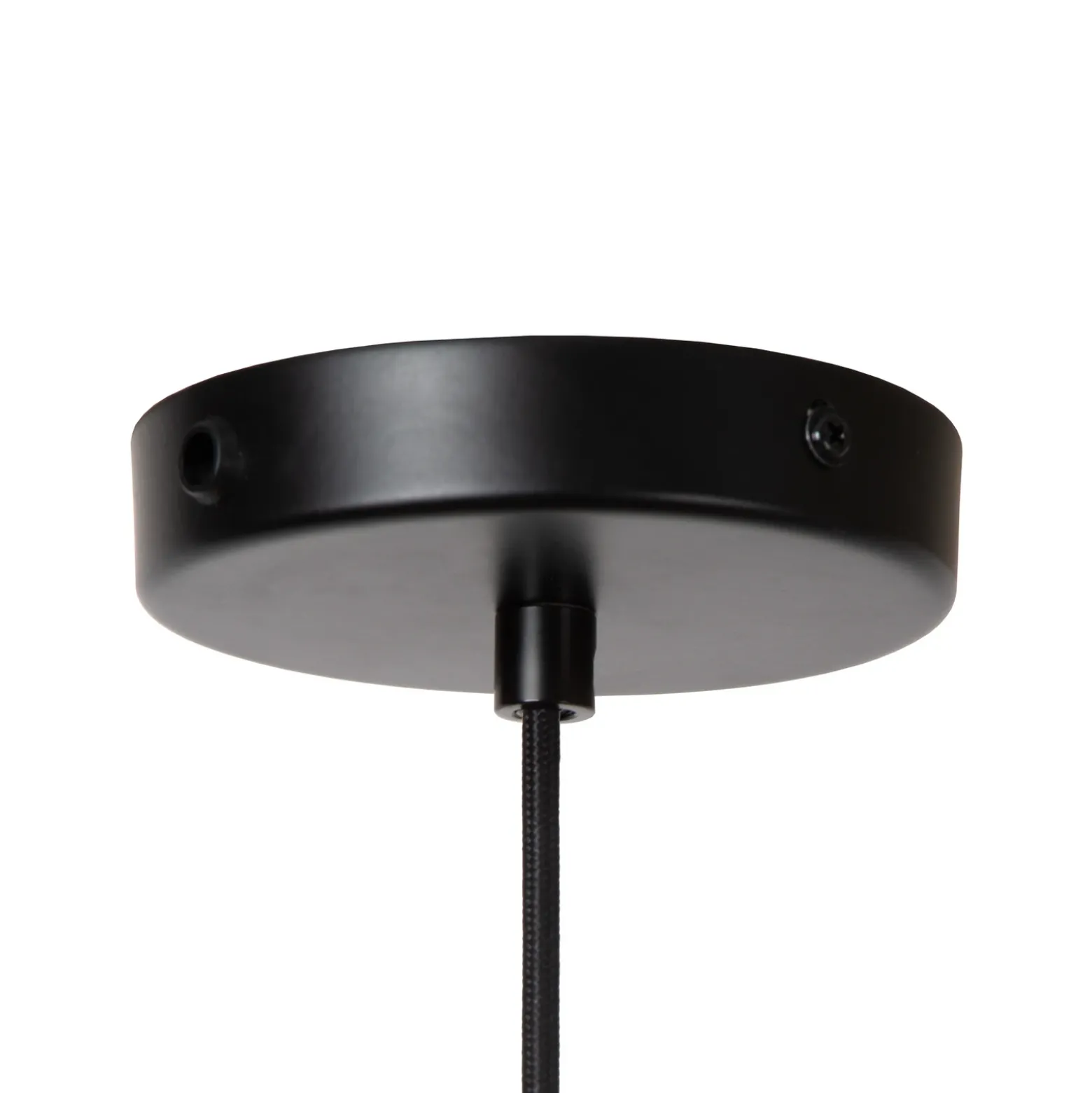 Lámpara colgante Rollo, gris topo, Ø 40 cm, tela/metal/vidrio