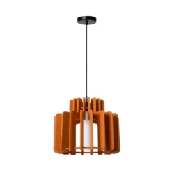 Lámpara colgante Rollo, terracota, Ø 40 cm, tela/metal/vidrio