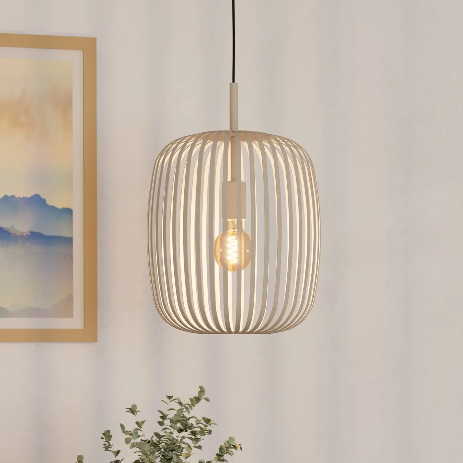 Lámpara colgante Romazzina, beige, Ø 33 cm, metal, E27