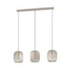 Lámpara colgante Romazzina, beige, longitud 90 cm, 3 luces, metal