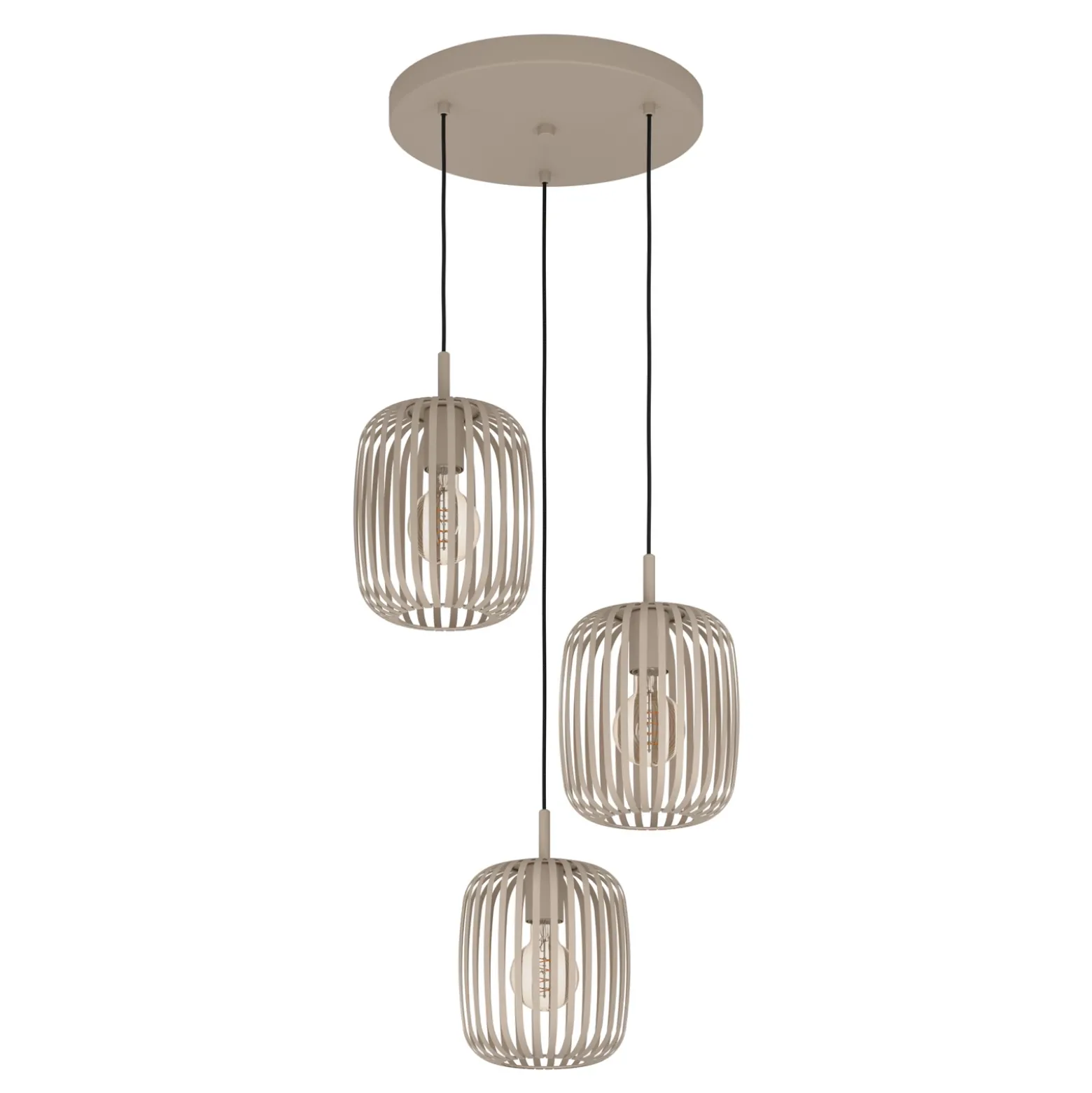 Lámpara colgante Romazzina, Ø 46 cm, color arena, 3 luces, acero