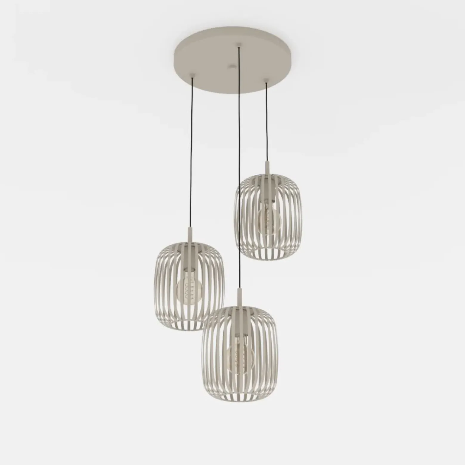 Lámpara colgante Romazzina, Ø 46 cm, color arena, 3 luces, acero