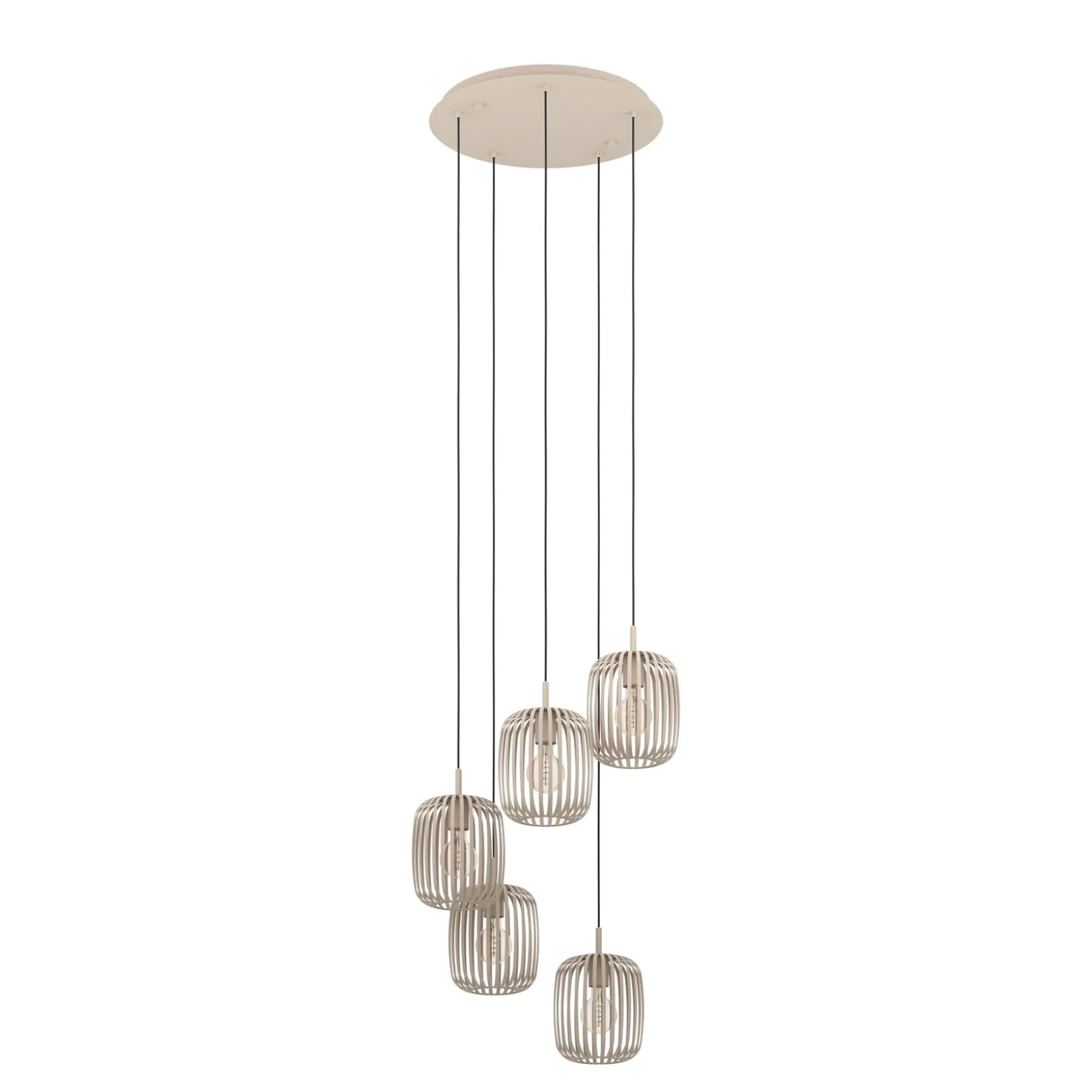 Lámpara colgante Romazzina, color arena, acero, Ø 50 cm, 5 luces.