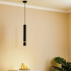 Lámpara colgante Rondo negro/dorado, 1 luz