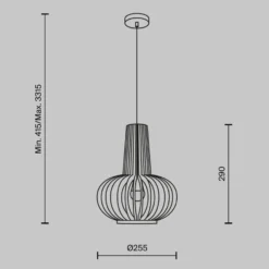 Lámpara colgante Roots de Maytoni, Ø 25 cm, altura 29 cm, madera/negro