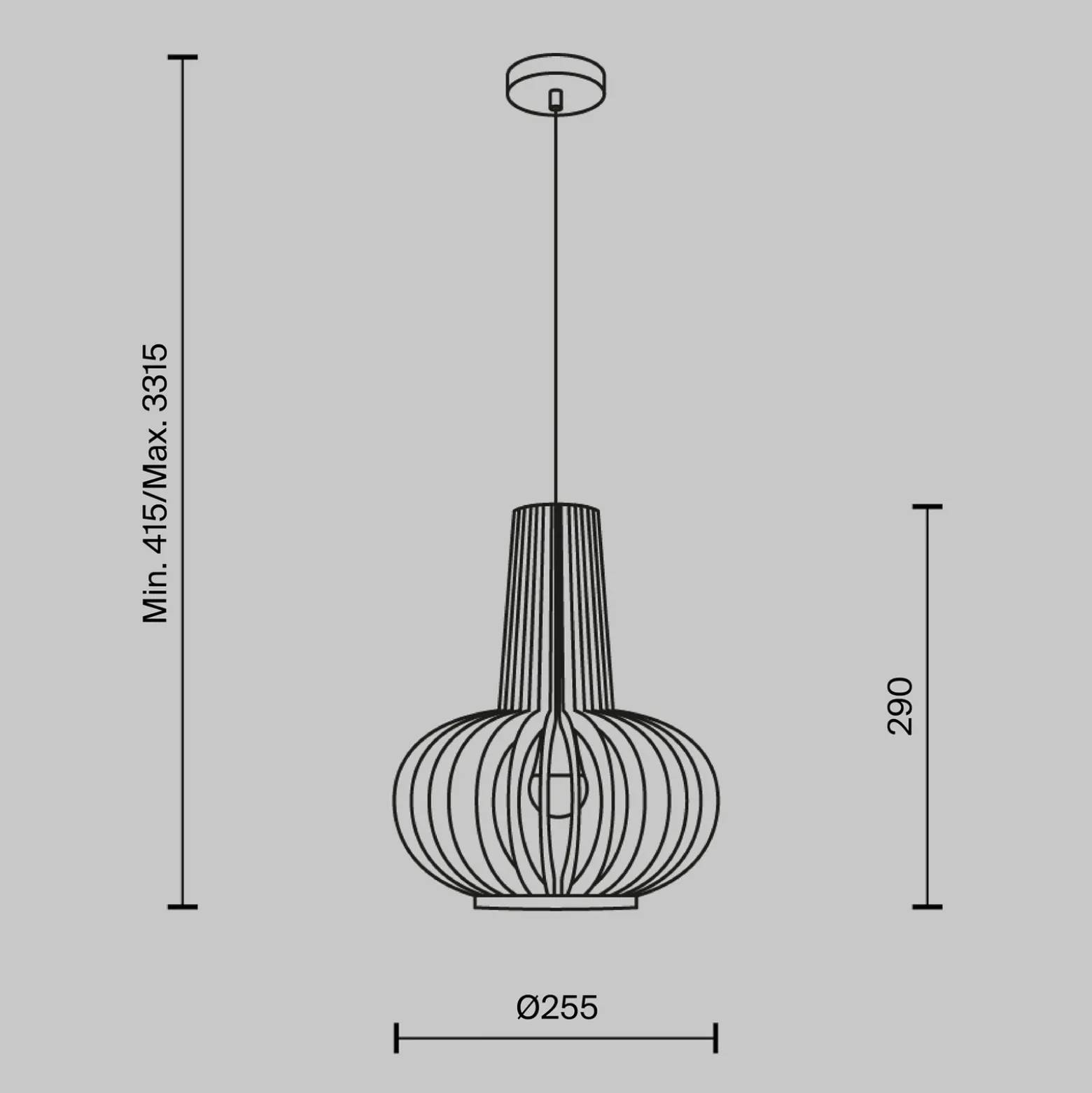 Lámpara colgante Roots de Maytoni, Ø 25 cm, altura 29 cm, madera/negro