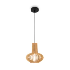 Lámpara colgante Roots de Maytoni, Ø 25 cm, altura 29 cm, madera/negro